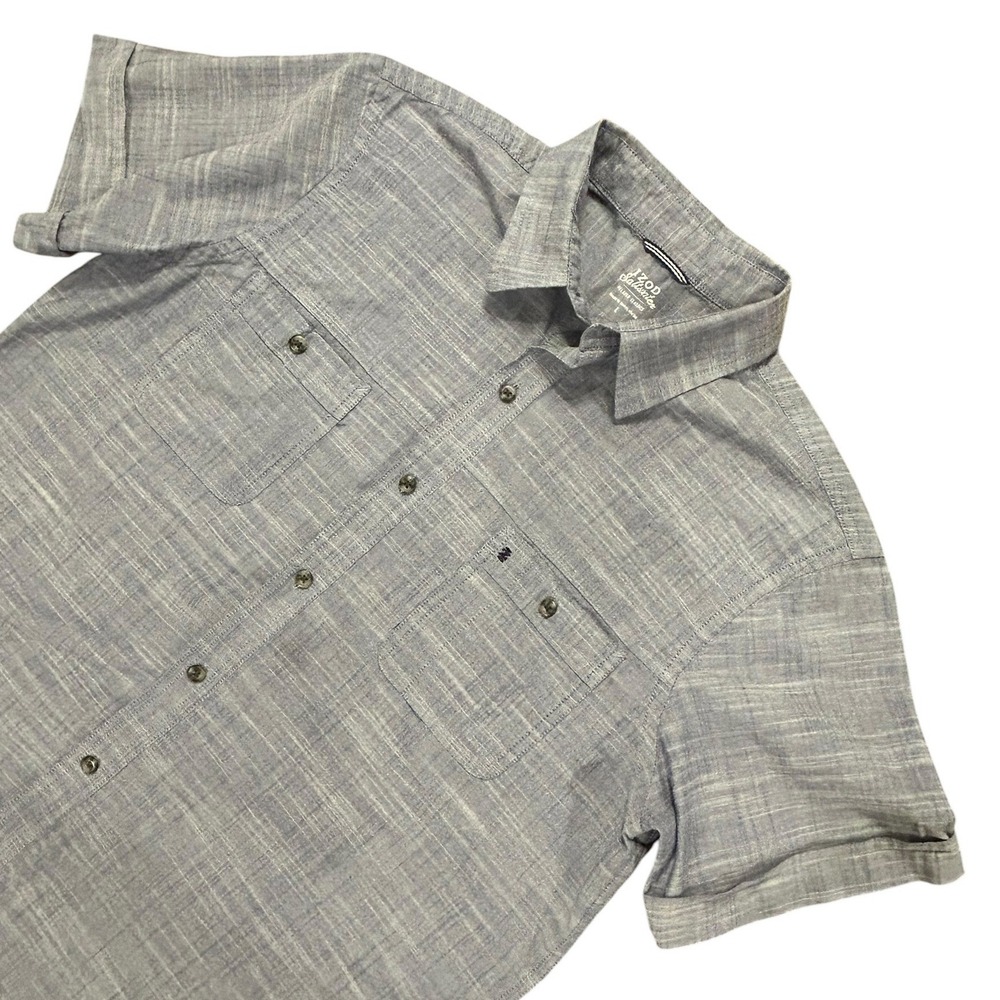 IZOD Saltwater Button Down Shirt Coastal Blue Slub Relaxed Large